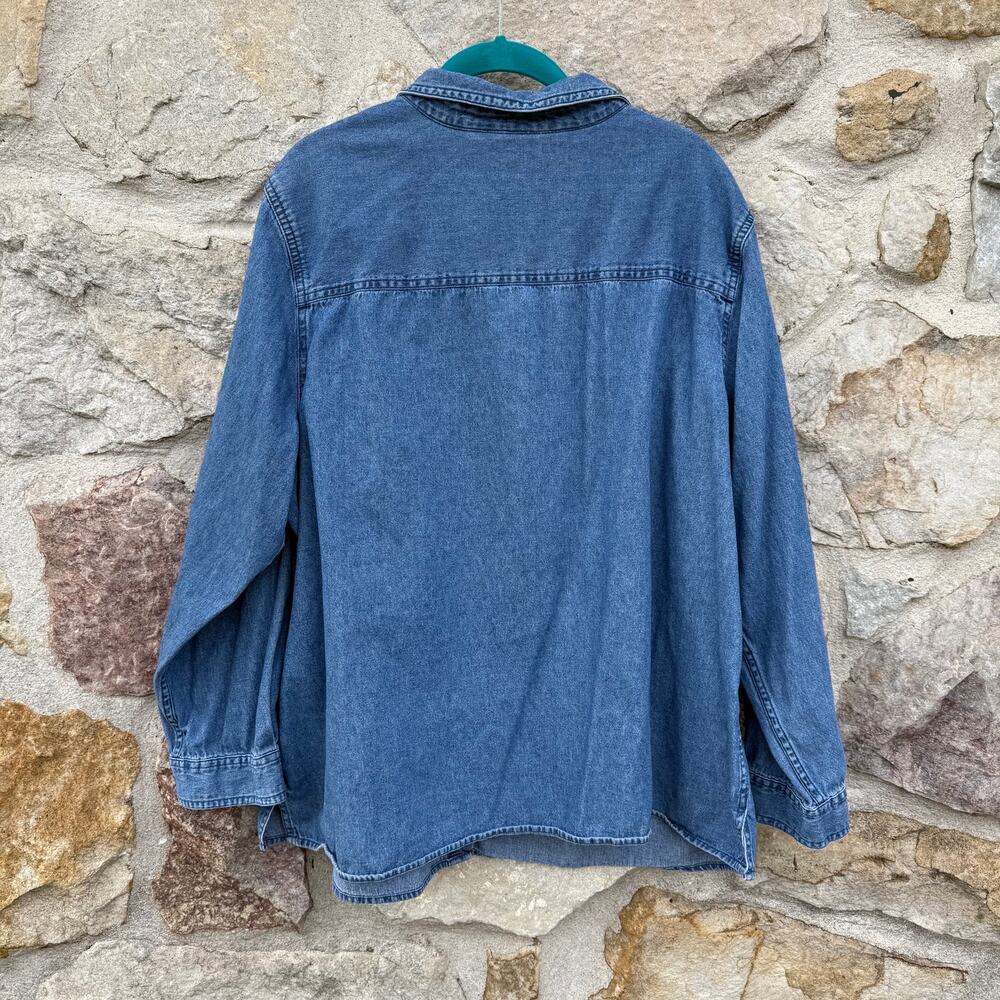 Denim Chambray Long Sleeve Button Up Basic Editio… - image 6